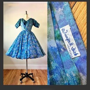 Vintage 50’s Winifred Dick Honolulu rare silk organza Hawaiian party dress